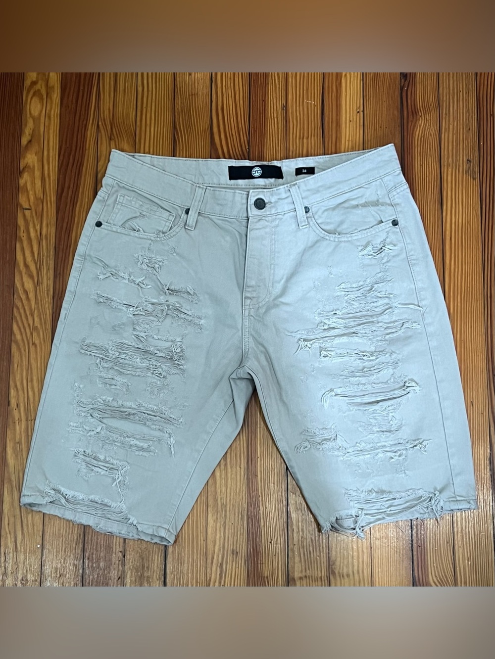 Jordan Craig Men's Distressed beige Jean Shorts